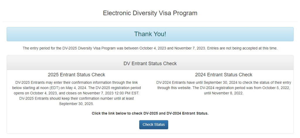 USA Diversity Visa 2024-2025 Application Process